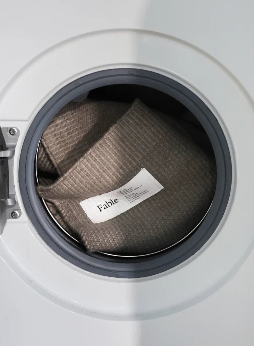 Fable rug in a washing machine